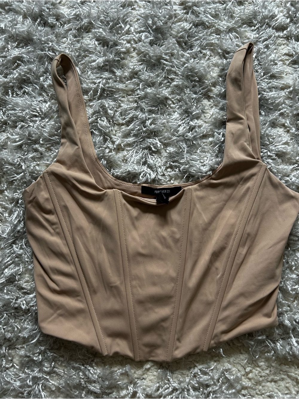 Forever 21 Beige Corset-Style Crop Top